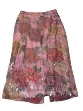 Midi floral sequin pencil skirt